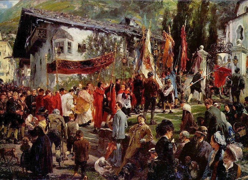 Adolph von Menzel Fronleichnamsprozession in Hofgastein China oil painting art